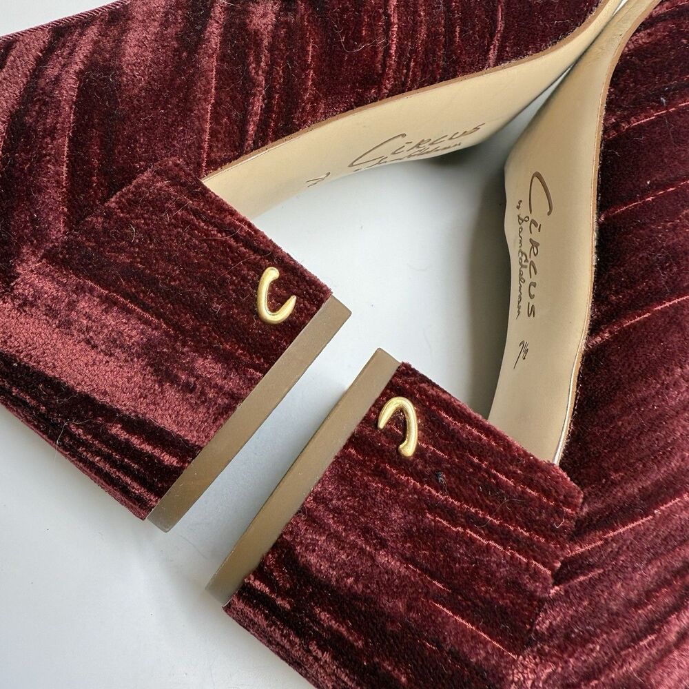 Mary Jane Deep Red Velvet Heels - Picture 9 of 10